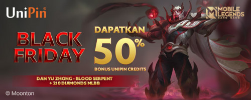 Black Friday! Dapatkan Cashback hingga 50% UniPin Credits & Yu Zhong Blood-Serpent +210 Diamonds MLBB di UniPin!